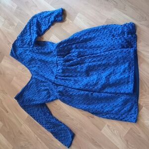 Blue rain blue lace low cut dress size M